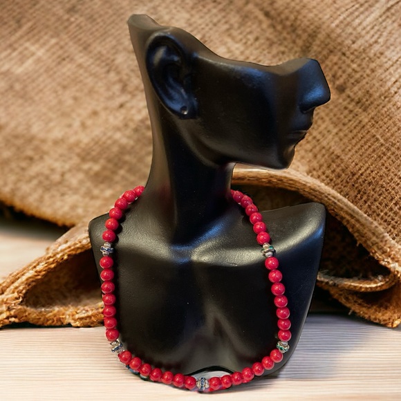 Hand Crafted Jewelry - Hand Crafted Coral Statement Necklace 17” NWT